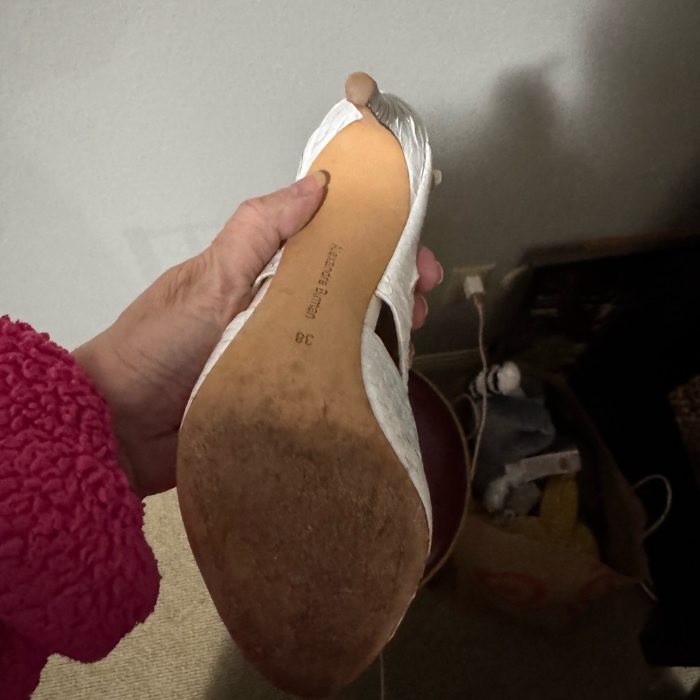 Alexandre Birman White Python Slide In Heels Sz 38 - image 5